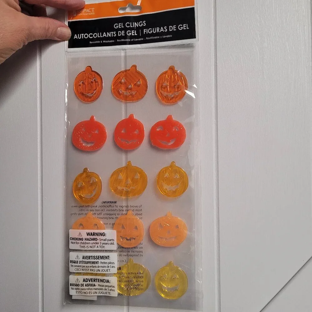 Halloween Pumpkin Gel Window Clings NWOT Reusable and Washable